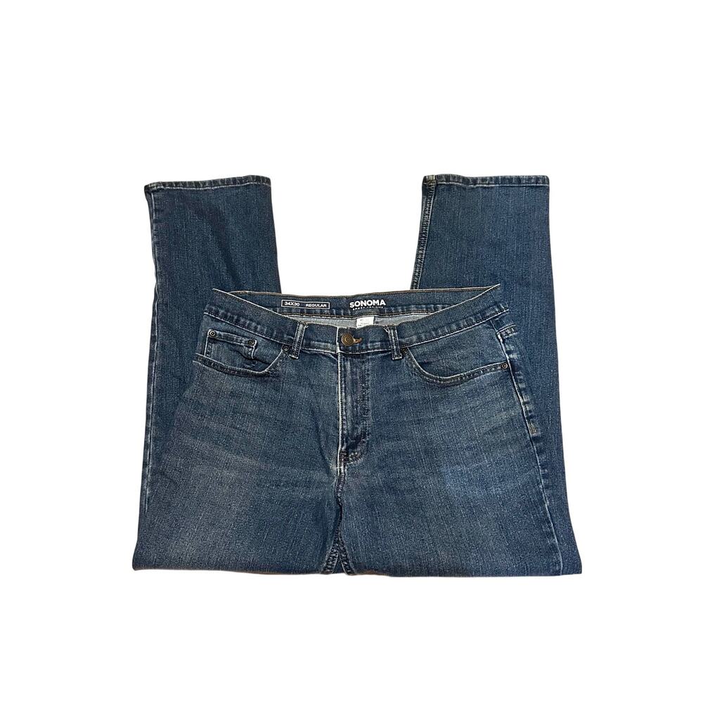Sonoma Goods For Life Mens Regular Fit Dark Wash Denim Jeans Size 34x30